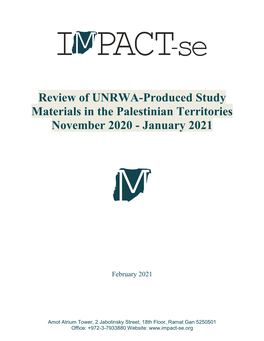 Review of UNRWA-Produced Study Materials in the Palestinian Territories November 2020 - January 2021