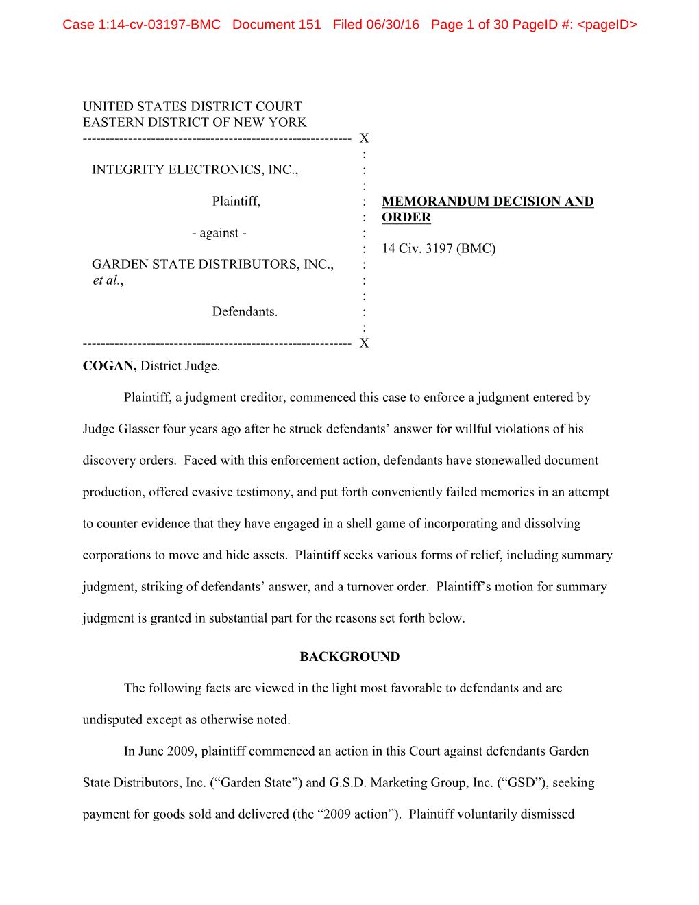 Case 1:14-Cv-03197-BMC Document 151 Filed 06/30/16 Page 1 of 30