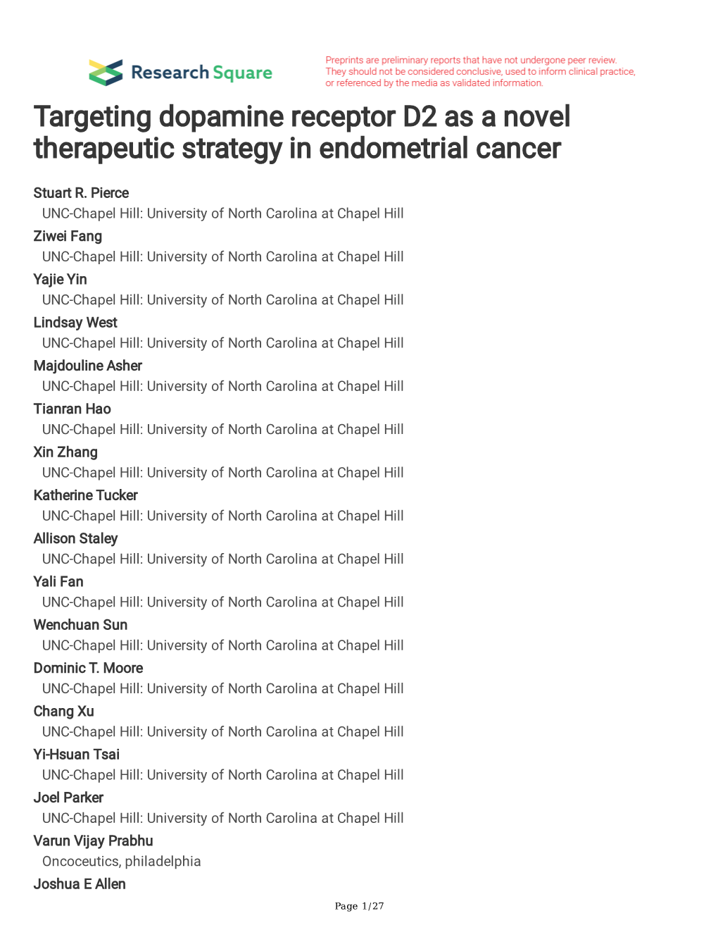 Targeting Dopamine Receptor D2 As a Novel Therapeutic Strategy in Endometrial Cancer