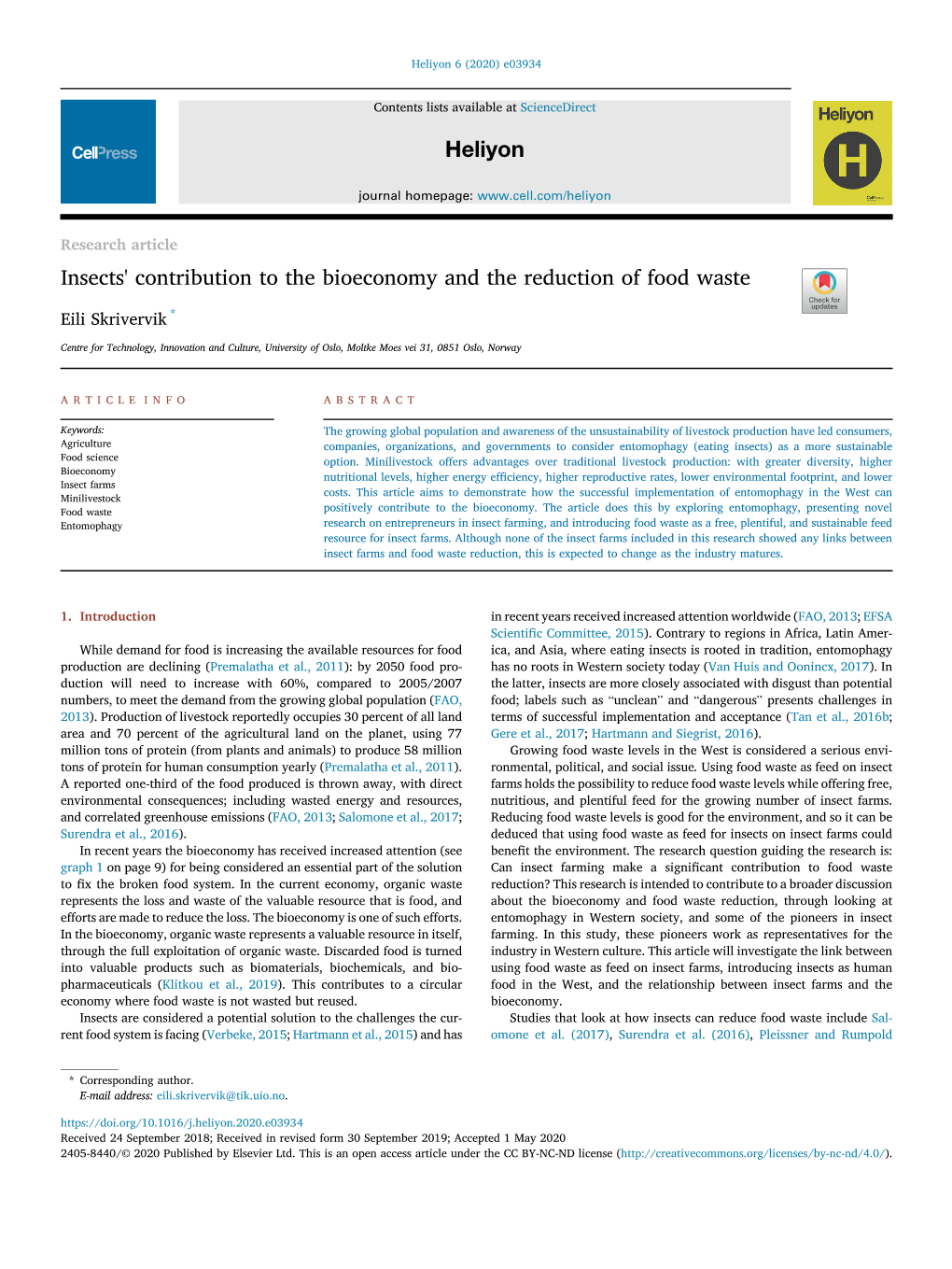 Insects' Contribution to the Bioeconomy and the Reduction of Food Waste