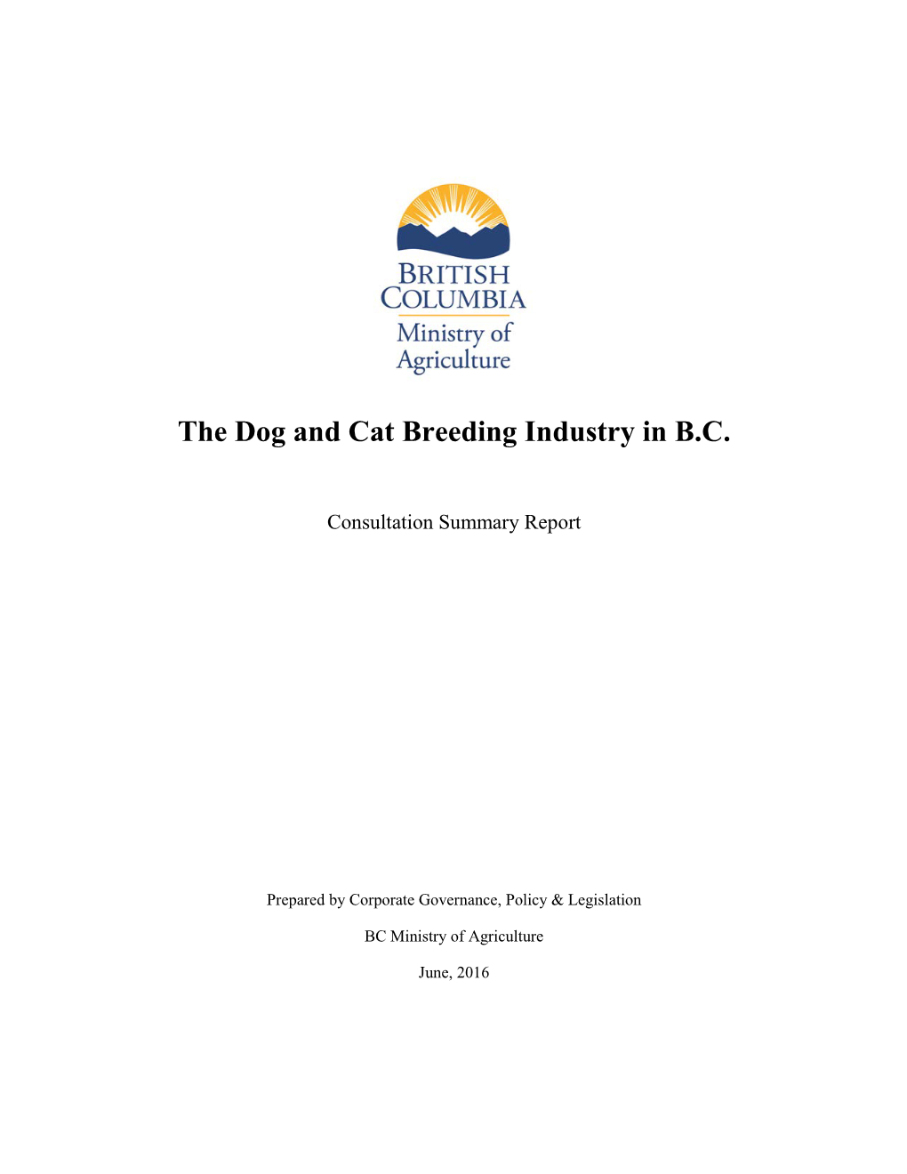 The Dog and Cat Breeding Industry in B.C