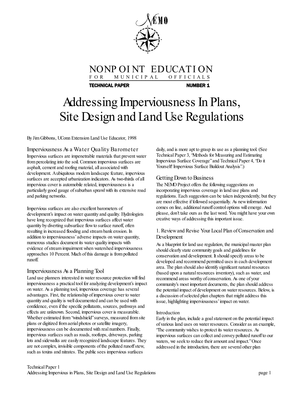 Addressing Imperviousness in Plans, Site Design and Land Use Regulations