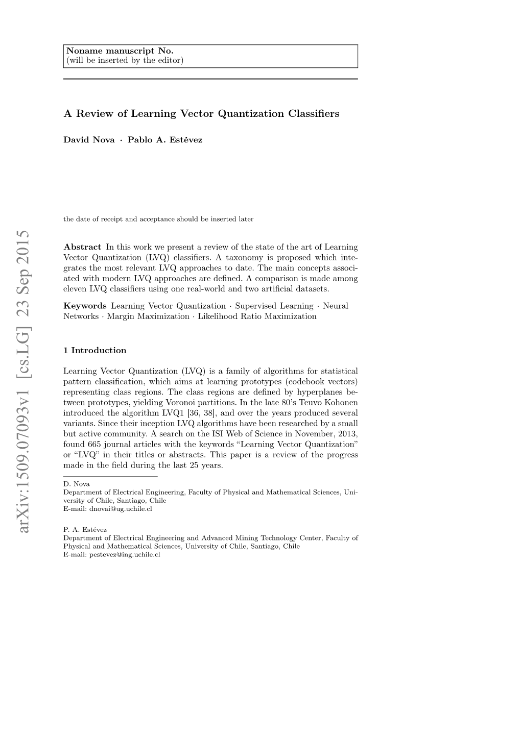 Arxiv:1509.07093V1 [Cs.LG] 23 Sep 2015