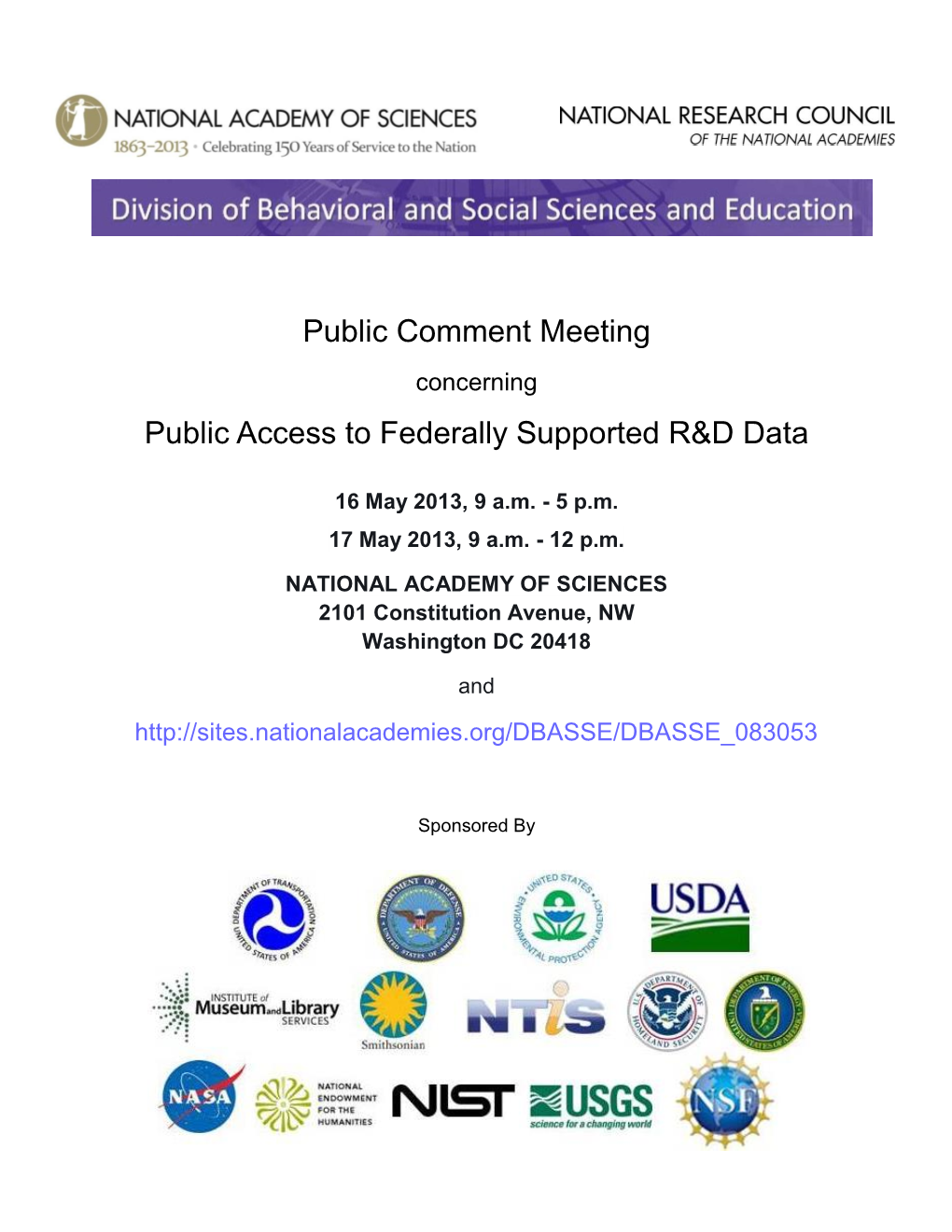 Public Comment Meeting Public Access to Federally Supported R&D