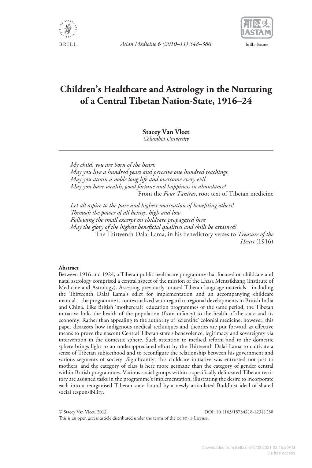 Children's Healthcare and Astrology in the Nurturing of A