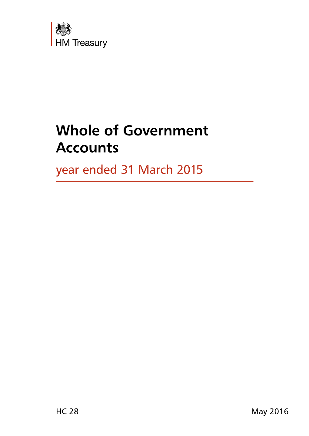 Whole of Government Accounts; Year Ended 31 March 2015