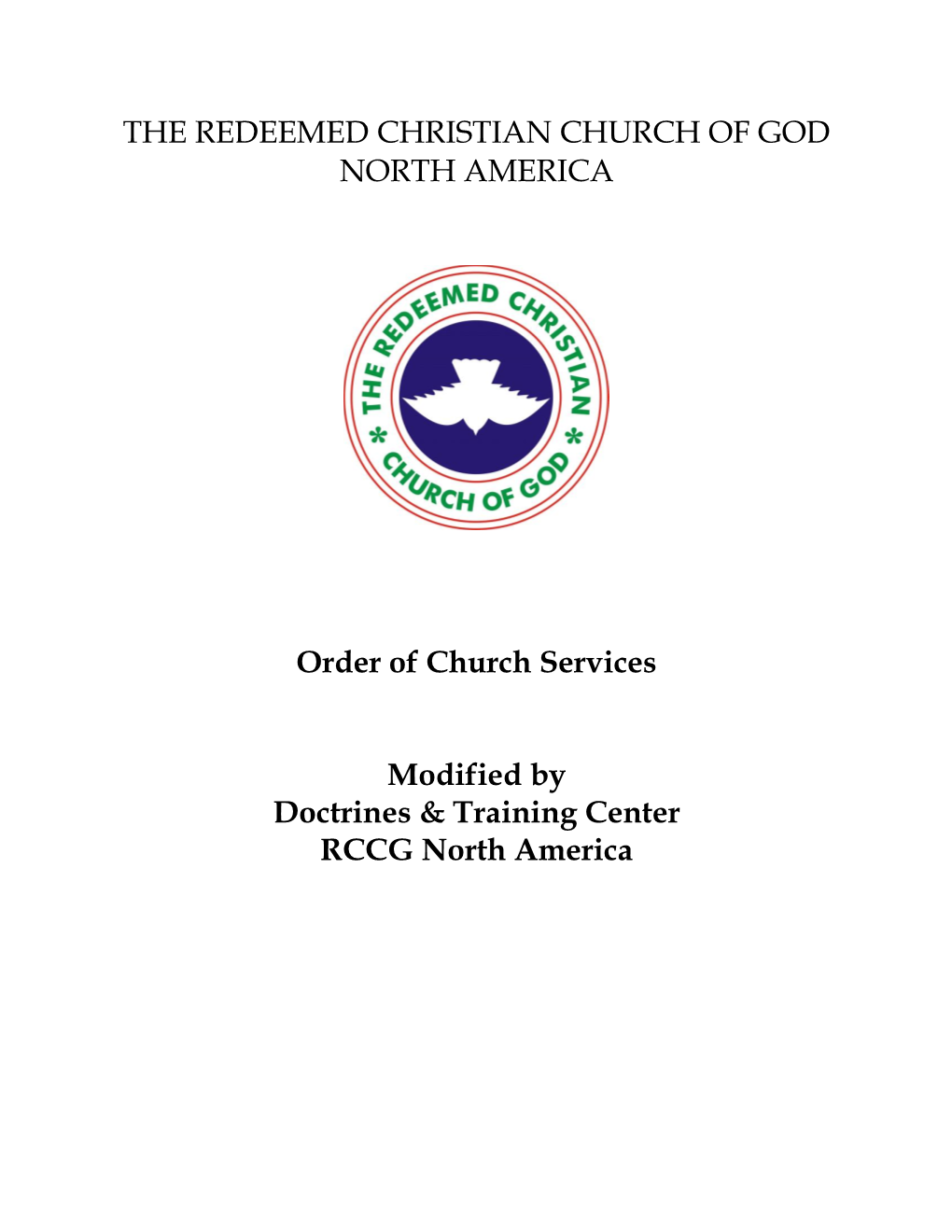RCCGNA Order of Church Services