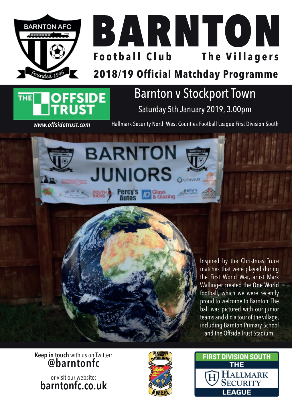 Barnton V Stockport Town Saturday 5Th January 2019, 3.00Pm Hallmark Security North West Counties Football League First Division South