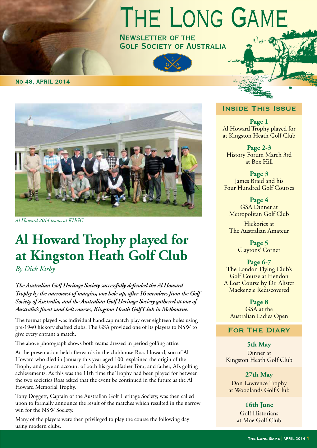 Al Howard Trophy Played for at Kingston Heath Golf Club