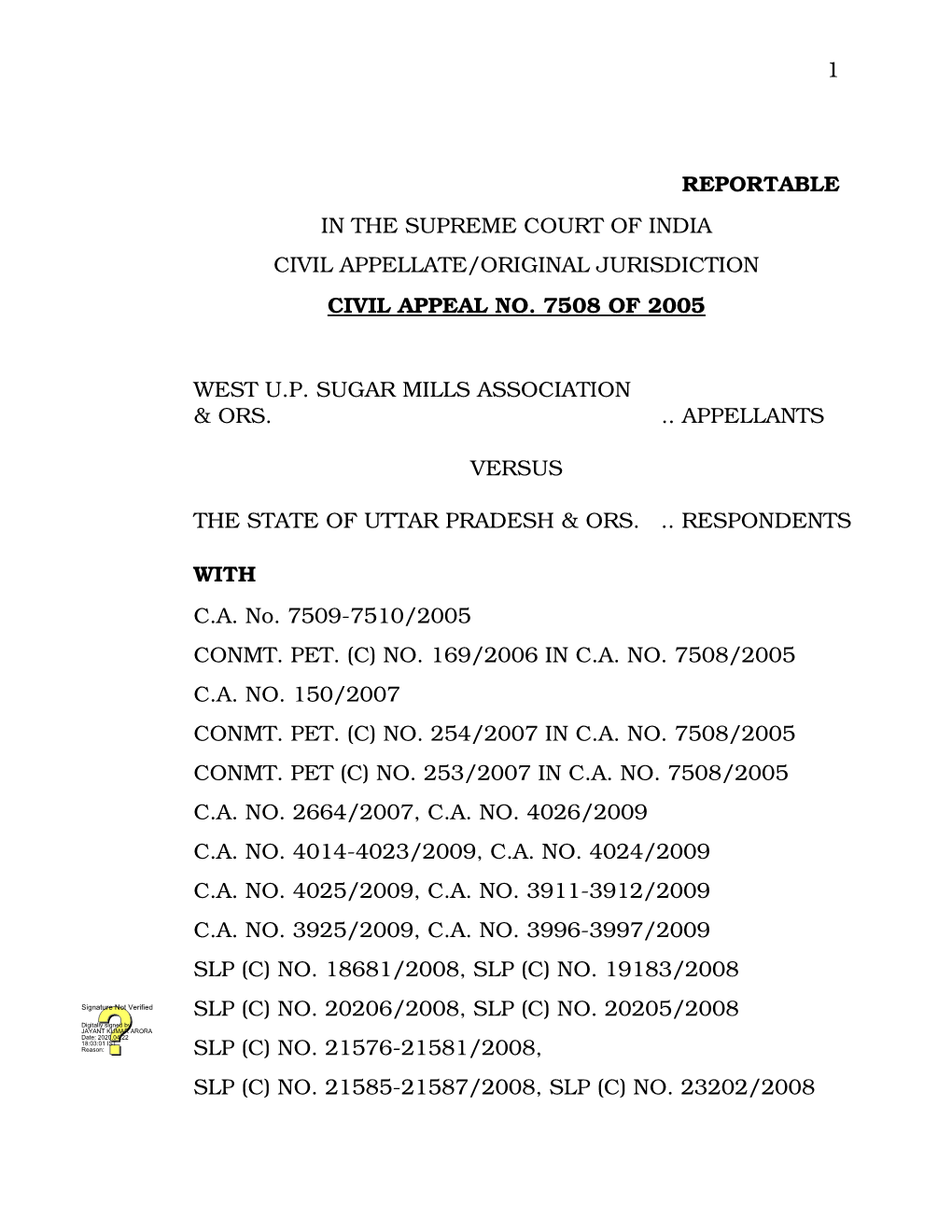 1 Reportable in the Supreme Court of India Civil