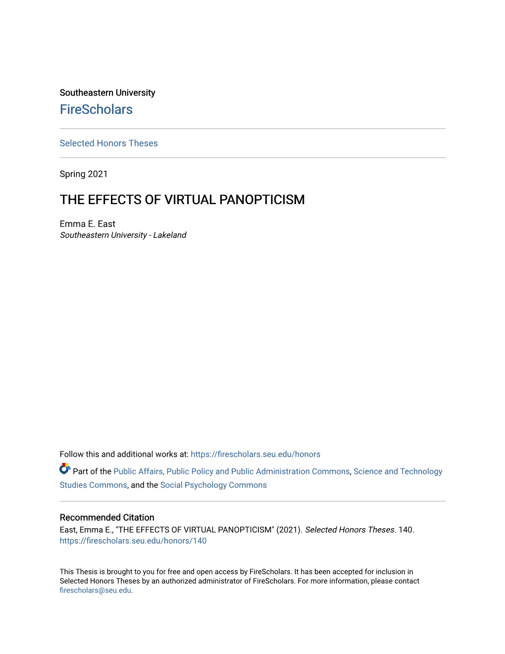 The Effects of Virtual Panopticism