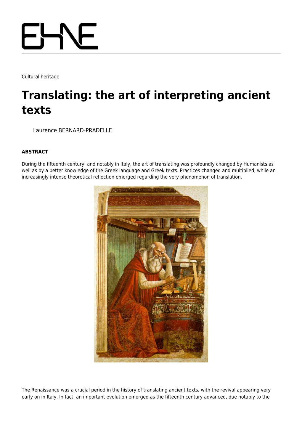 Translating: the Art of Interpreting Ancient Texts