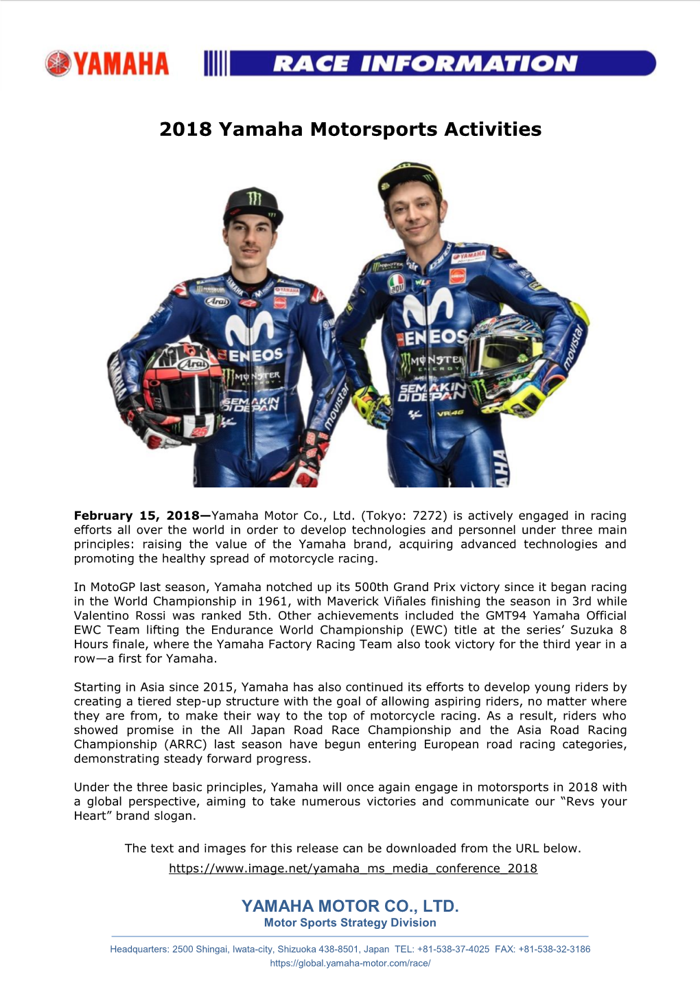 2018 Yamaha Motorsports Activities