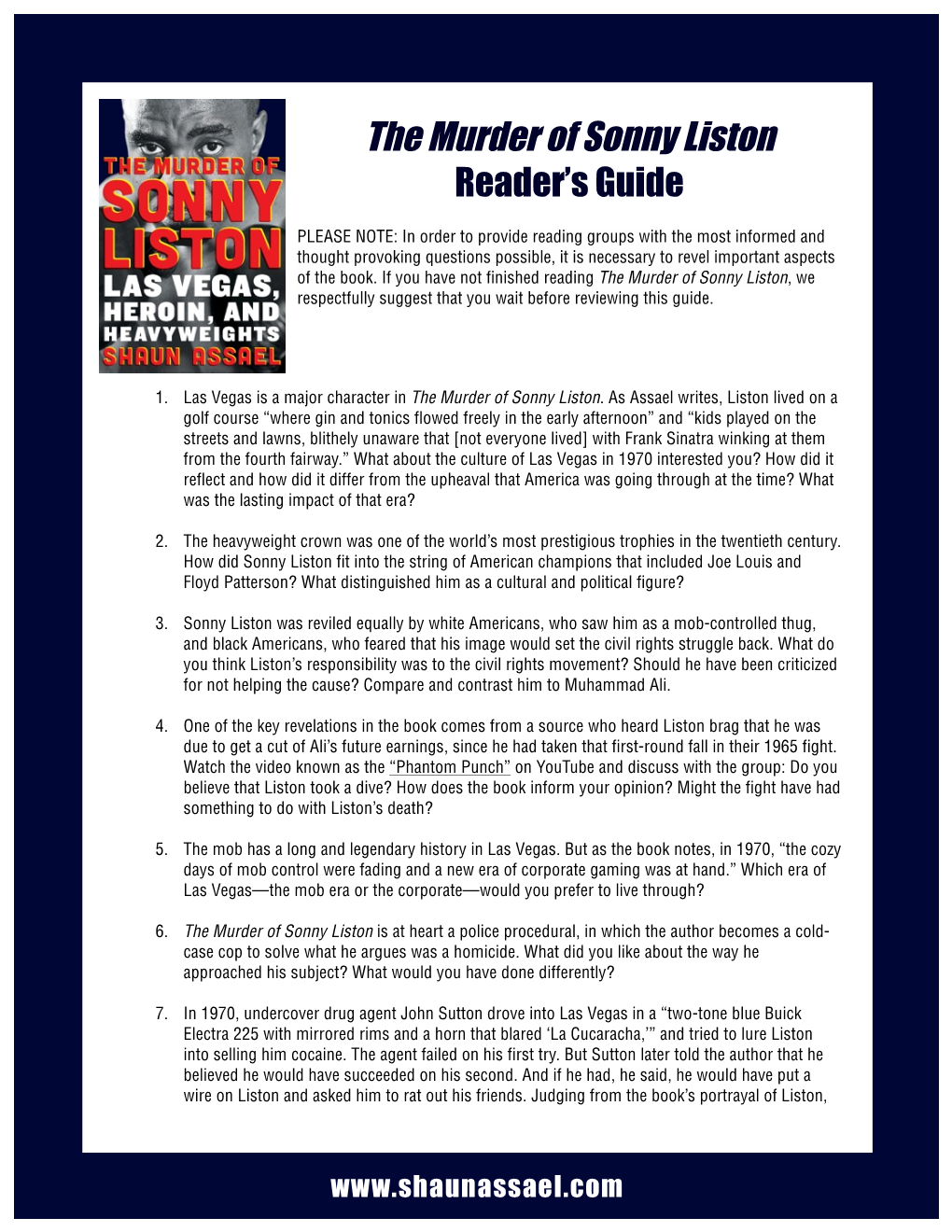 The Murder of Sonny Liston Reader’S Guide