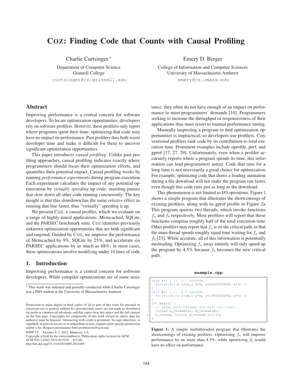 COZ: Finding Code That Counts with Causal Proﬁling