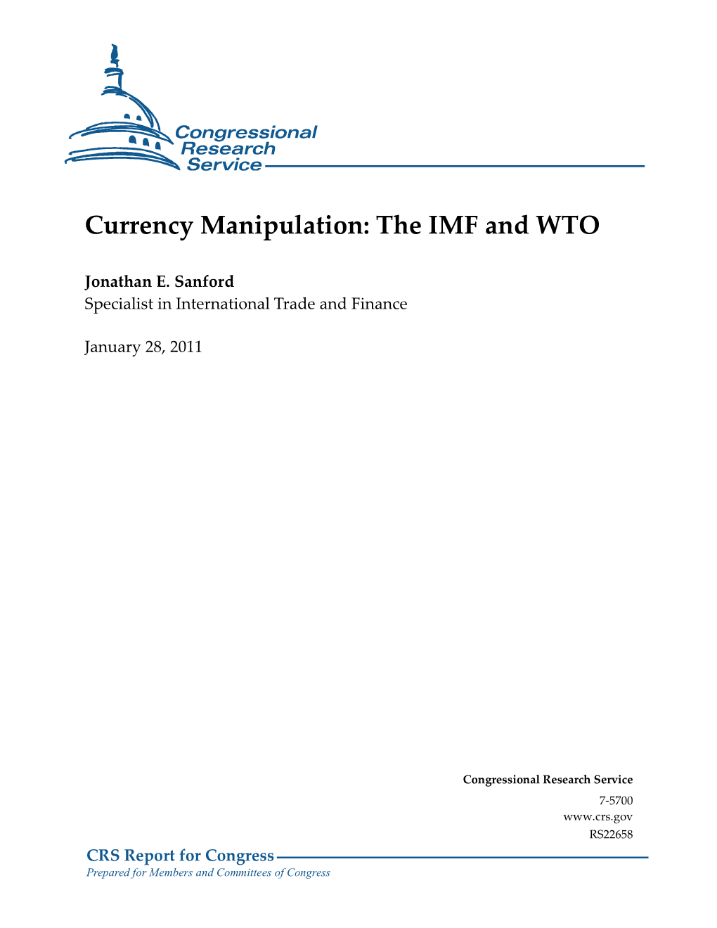 Currency Manipulation: the IMF and WTO