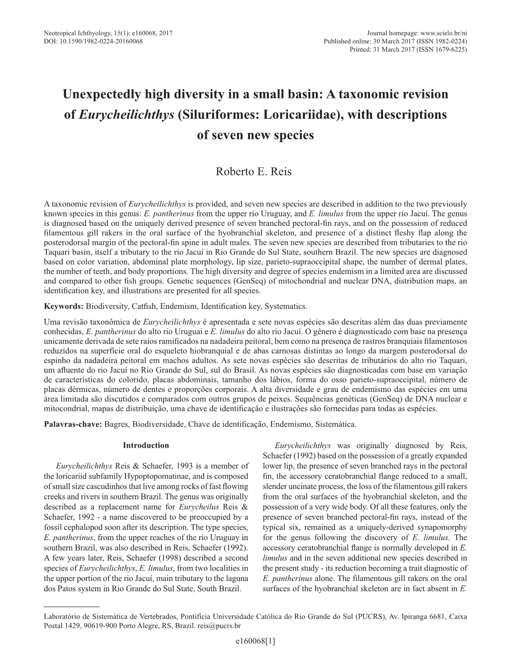 Siluriformes: Loricariidae), with Descriptions of Seven New Species