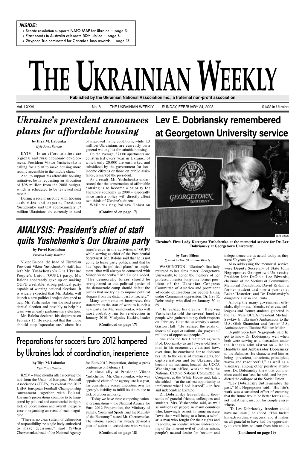 The Ukrainian Weekly 2008, No.8