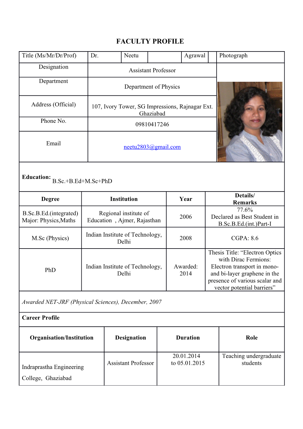 Faculty Profile