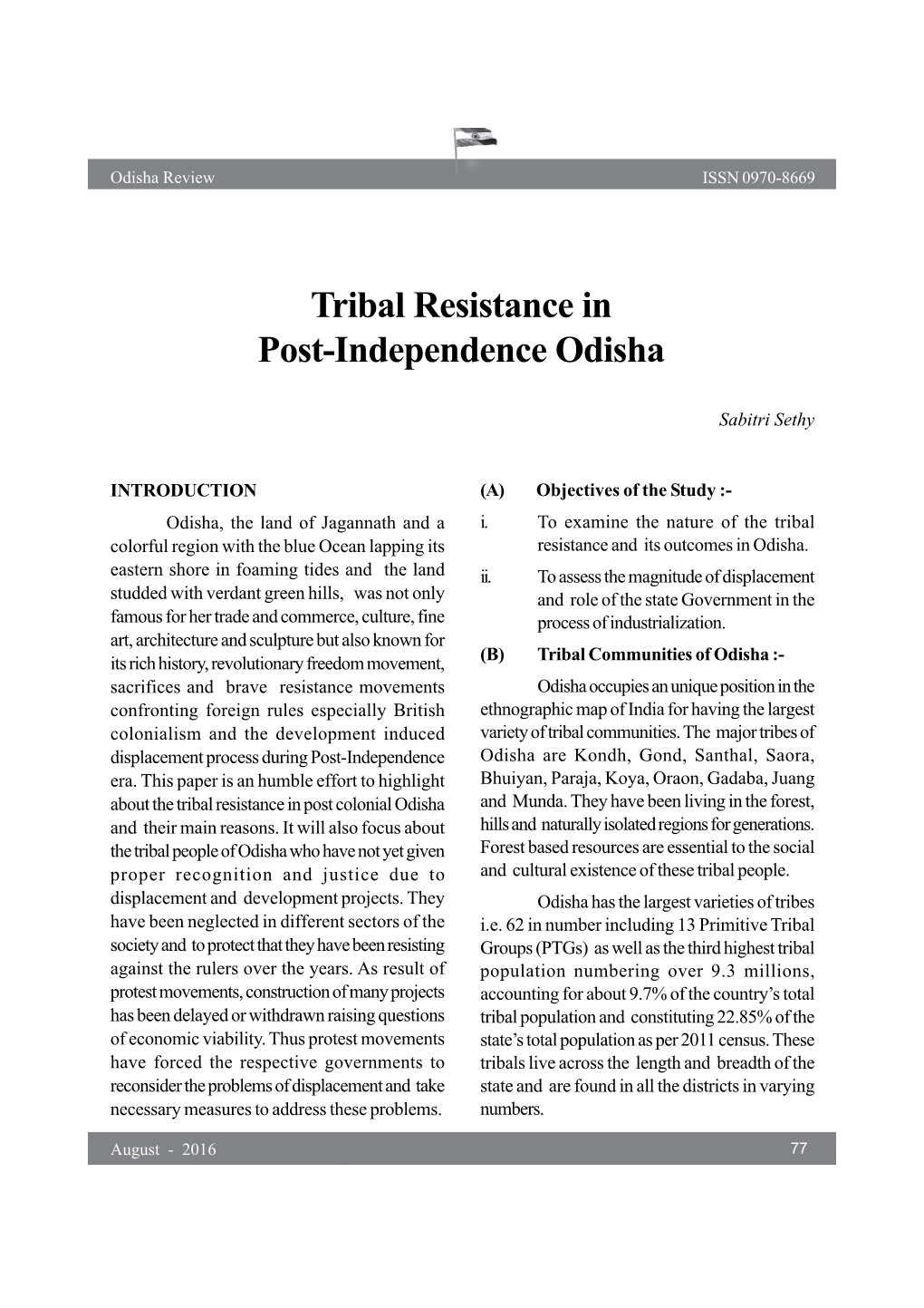 Tribal Resistance in Post-Independence Odisha