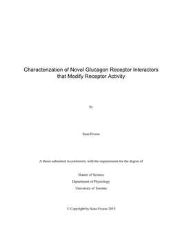 Characterization of Novel Glucagon Receptor Interactors That Modify Receptor Activity