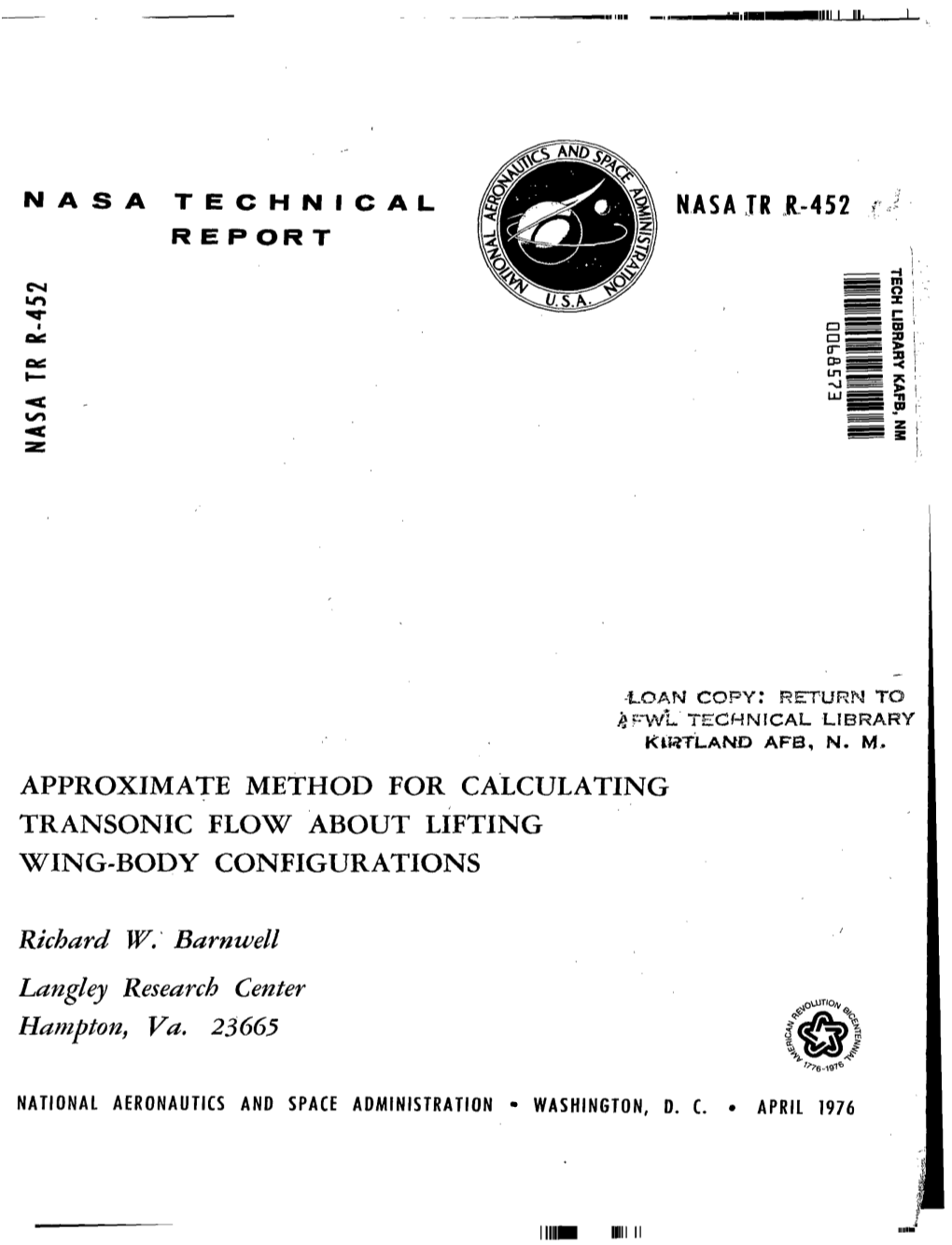 Approximate Method For Calculating Transonic Flow About Lifting Wing ...