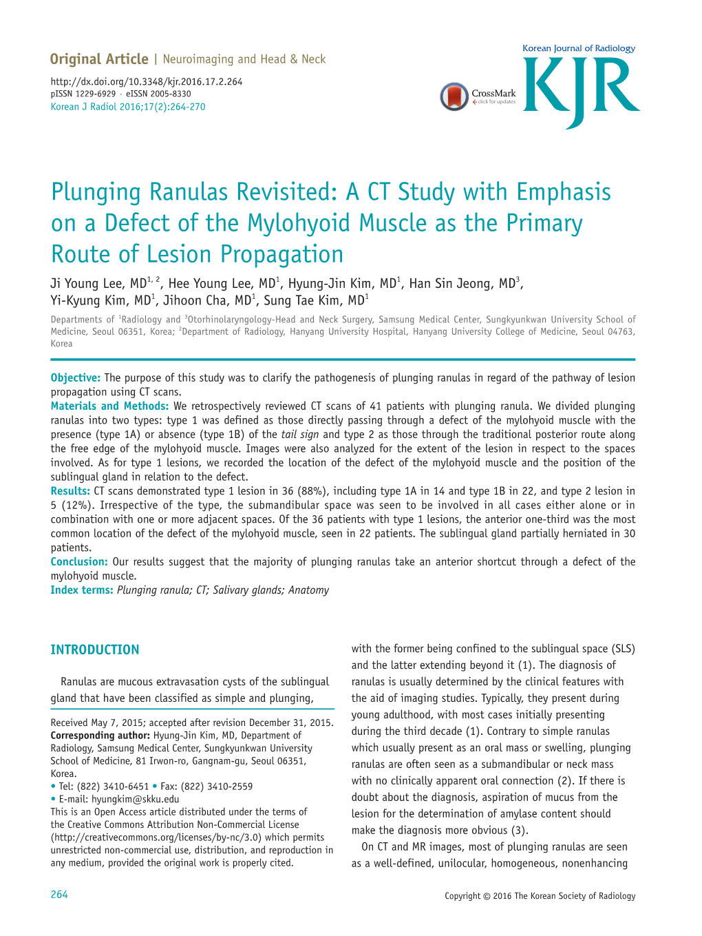 Plunging Ranulas Revisited: a CT Study with Emphasis on a Defect Of