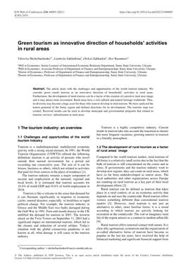 Green Tourism As Innovative Direction of Households' Activities in Rural Areas