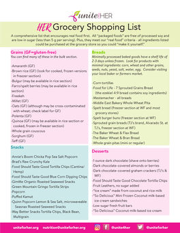 HER Grocery Shopping List a Comprehensive List That Encourages Real Food First