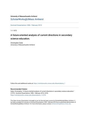 A Future-Oriented Analysis of Current Directions in Secondary Science Education