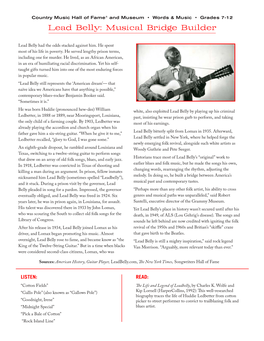 Lead Belly: Musical Bridge Builder