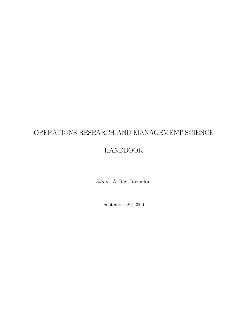 Operations Research and Management Science