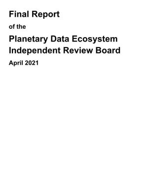 Final Report Planetary Data Ecosystem Independent Review