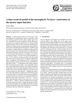 A Time-Resolved Model of the Mesospheric Na Layer: Constraints on the Meteor Input Function