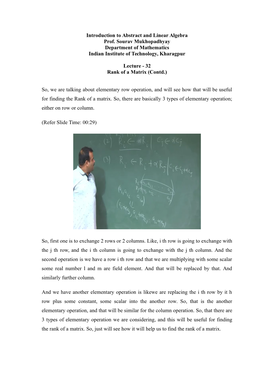Introduction to Abstract and Linear Algebra Prof. Sourav Mukhopadhyay Department of Mathematics Indian Institute of Technology, Kharagpur