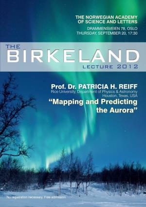 Lecture 2012 the “Mapping and Predicting the Aurora”