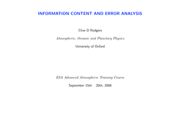Information Content and Error Analysis
