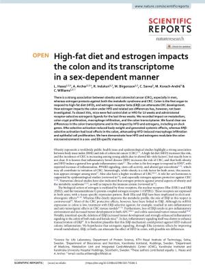 High-Fat Diet and Estrogen Impacts the Colon and Its Transcriptome in a Sex