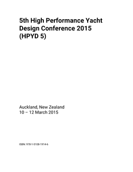 5TH HIGH PERFORMANCE YACHT DESIGN CONFERENCE 2015 Table of Contents