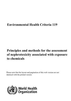 Environmental Health Criteria 119 Principles and Methods for The