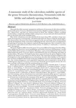 A Taxonomic Study of the Calcicolous Endolitic Species of the Genus Verrucaria (Ascomycotina, Verrucariales) with the Lid-Like and Radiately Opening Involucrellum