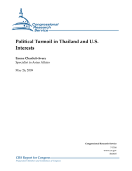 Political Turmoil in Thailand and U.S. Interests