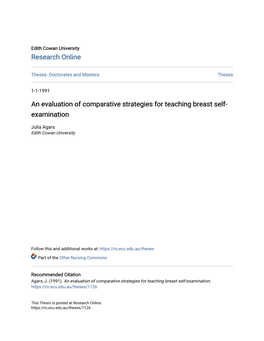 An Evaluation of Comparative Strategies for Teaching Breast Self- Examination