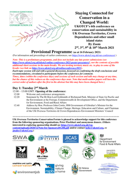 Programme (As at 16 February 2021) (For Information and Proceedings of Earlier Conferences, See