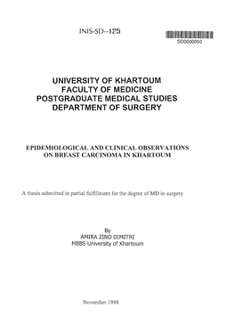 Epidemiological and Clinical Observations on Breast Carcinoma in Khartoum