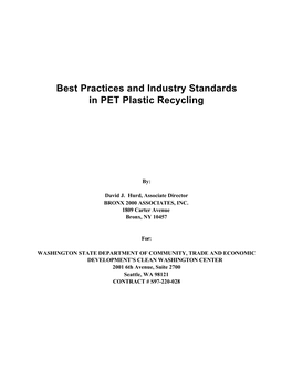 Best Practices and Industry Standards in PET Plastic Recycling