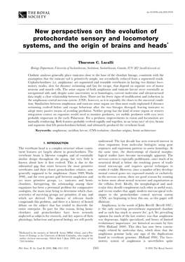 New Perspectives on the Evolution of Protochordate Sensory and Locomotory Systems, and the Origin of Brains and Heads*