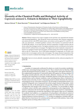 Diversity of the Chemical Profile and Biological Activity of Capsicum