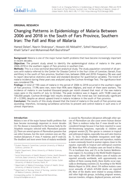 Changing Patterns in Epidemiology of Malaria Between 2006 and 2018 in the South of Fars Province, Southern Iran: the Fall and Rise of Malaria
