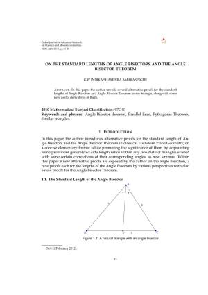 On the Standard Lengths of Angle Bisectors and the Angle Bisector Theorem